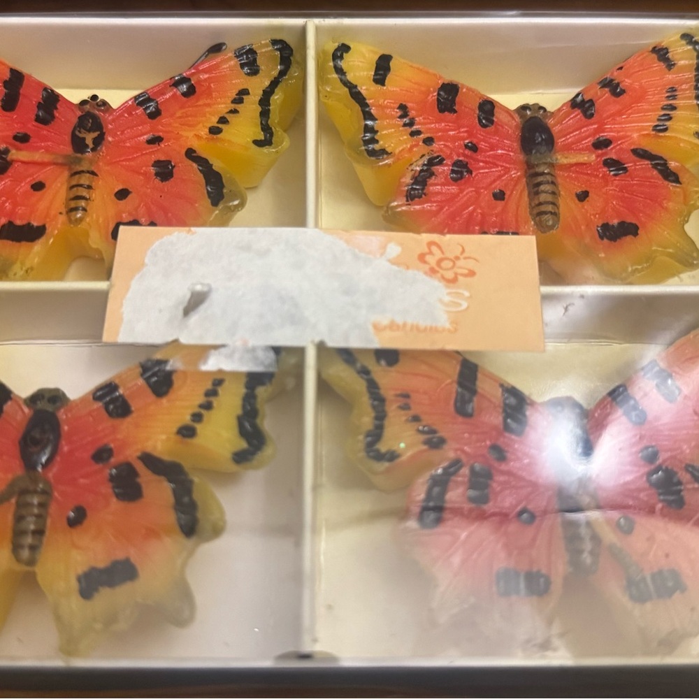 Handcrafted Orange and Yellow Butterfly Accent Set - Faux Floral Home Decor